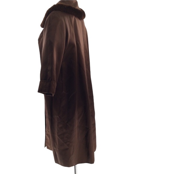Vintage 1920s Art Deco Fur and Silk chocolate Brown Coat - Picture 9 of 16
